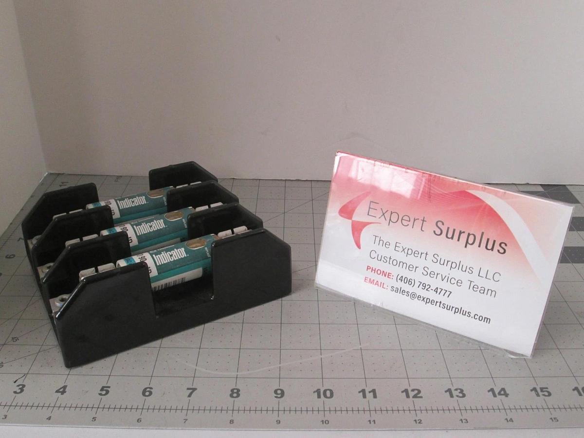 Used Bussmann, J60100-3CR Fuseholder w/ 3 Littelfuse JTD 90 ID Fuses, Used