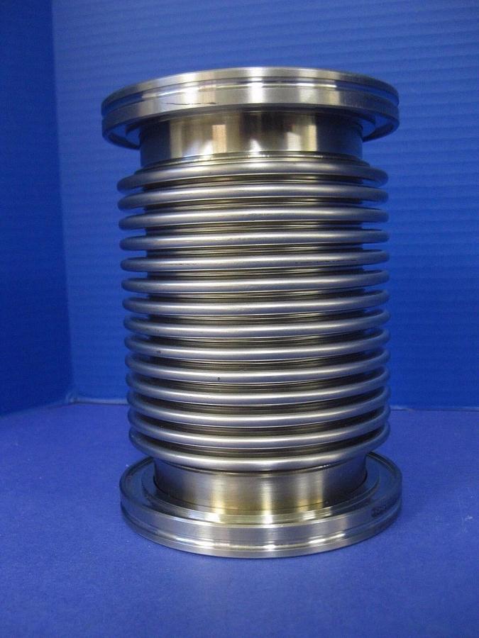 Used Stainless Steel Flexible Bellows Assembly ISO-80, 6" overall length, Used