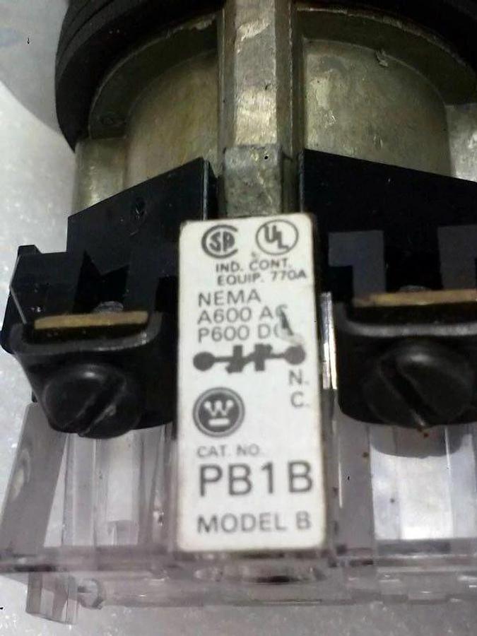 Used Westinghouse Emergency Stop PushButton, PB1B Contact with Housing, Lot of 3 Used