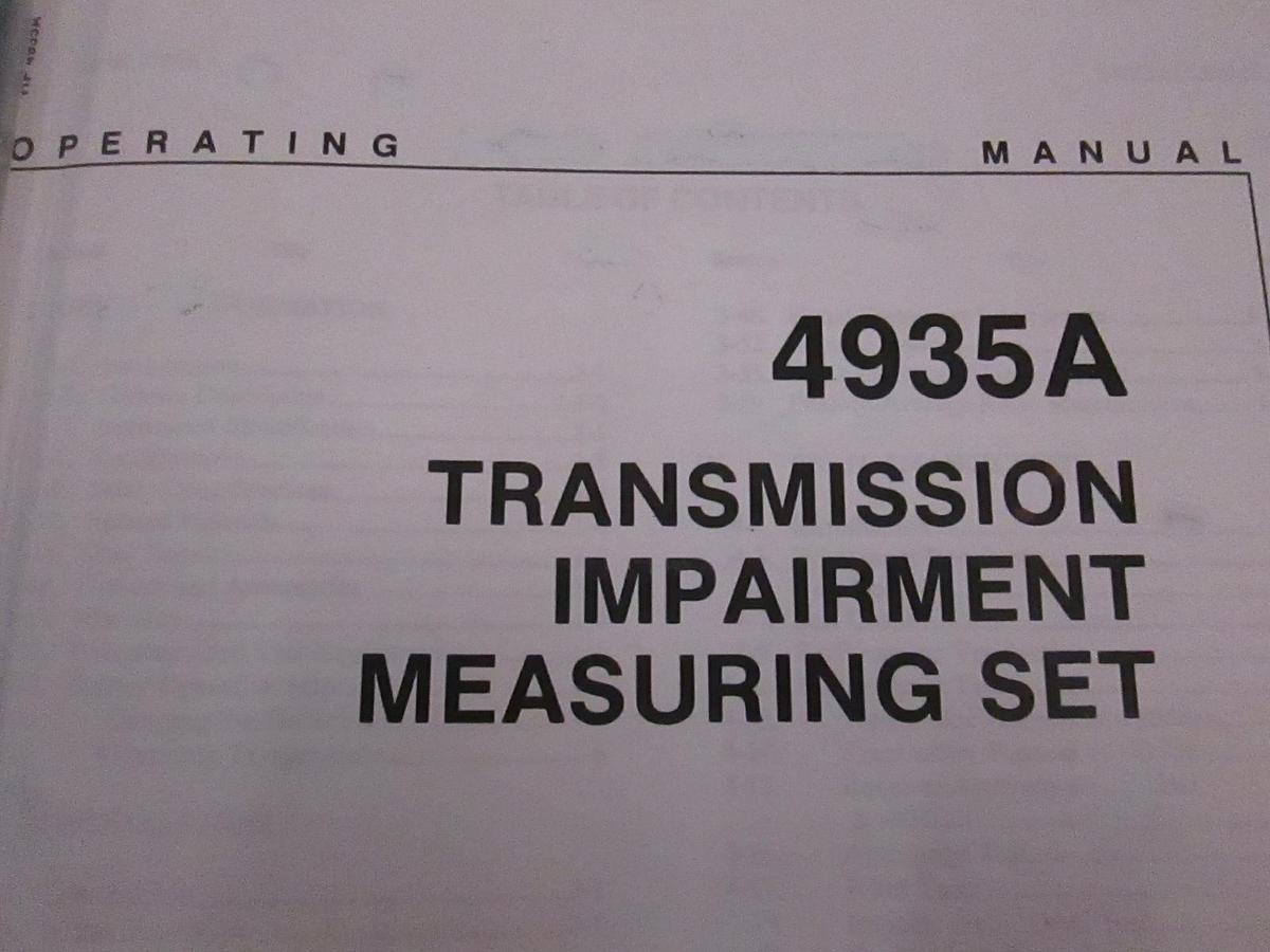 Used HP 4935A Transmission Impairment Measuring Set Operating Manual, Used