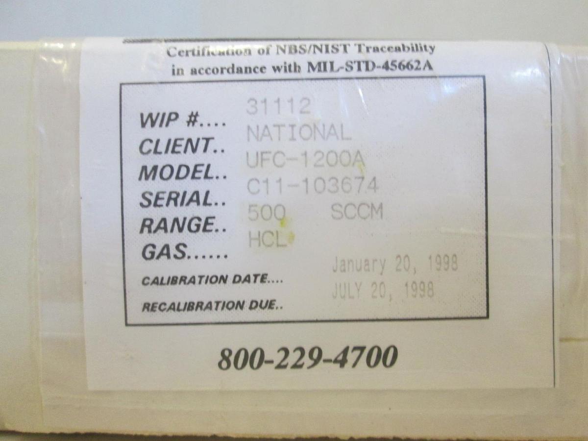 Used Unit UFC-1200A Mass Flow Controller MFC, HCL, 500 SCCM, 1/4" Male