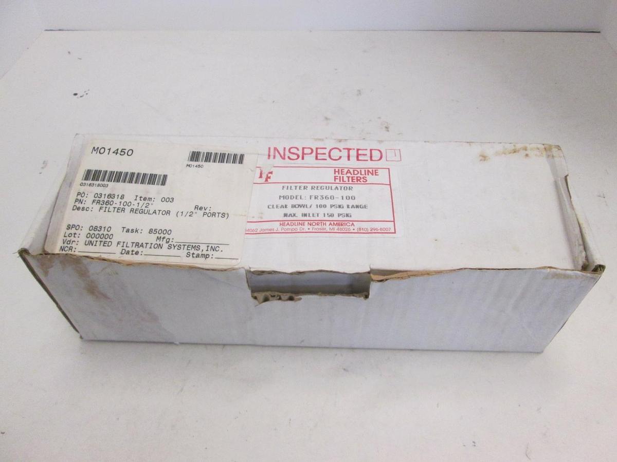 Headline Filters, FR360-50C Regulator, 100 PSIG Range, Max 150PSIG, New