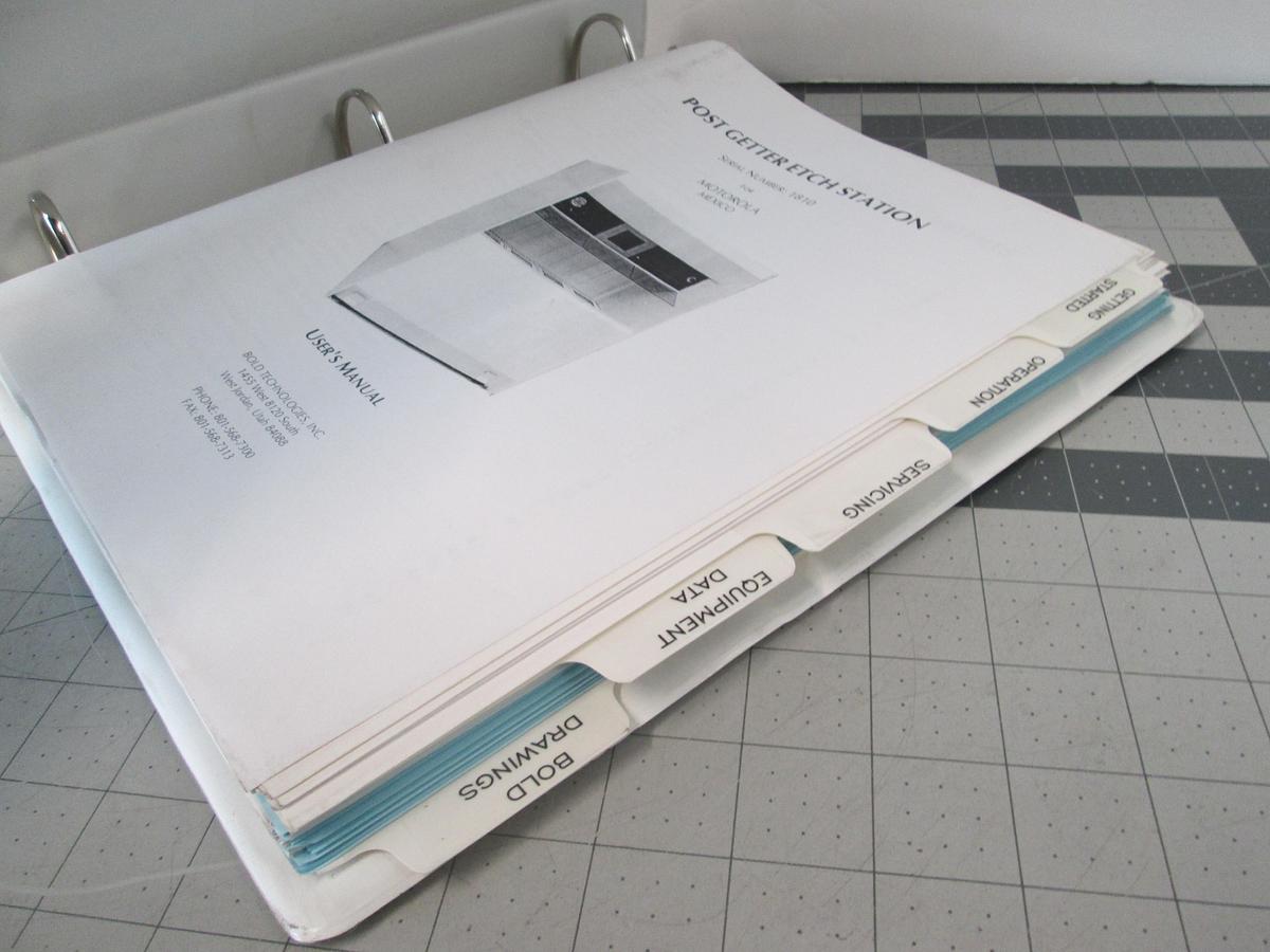 Used Bold Technologies, 1810, Post Getter Etch Station, User Manual, Used