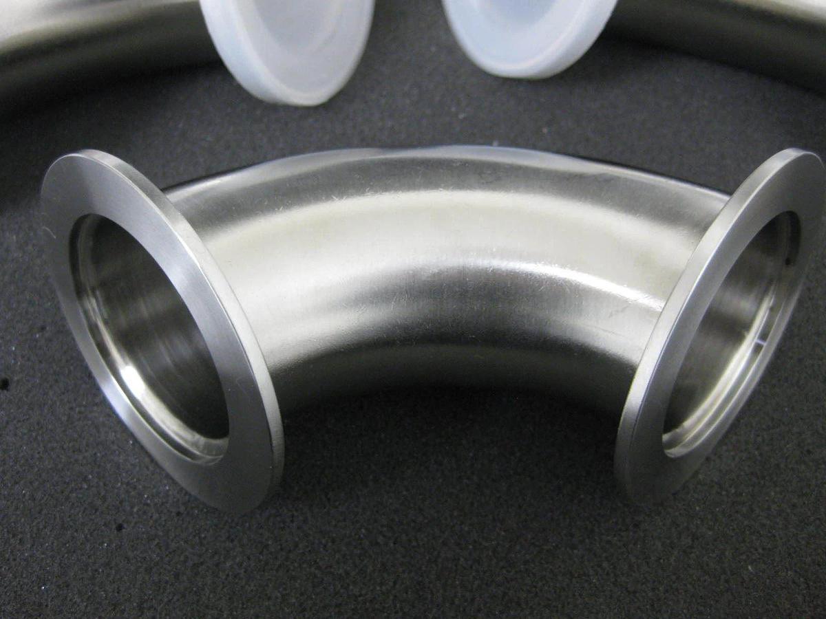 Stainless Steel Vacuum 3.5" 90° Elbow w/ NW50 Flanges, Lot of 10 NEW