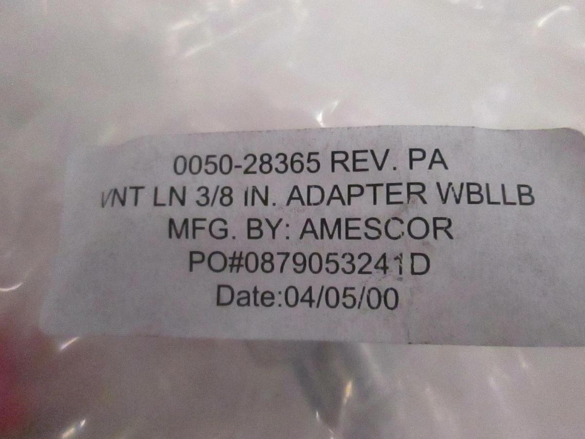 Used AMAT, VNT LN 3/8" Adapter WBLLB, 0050-28365, Used