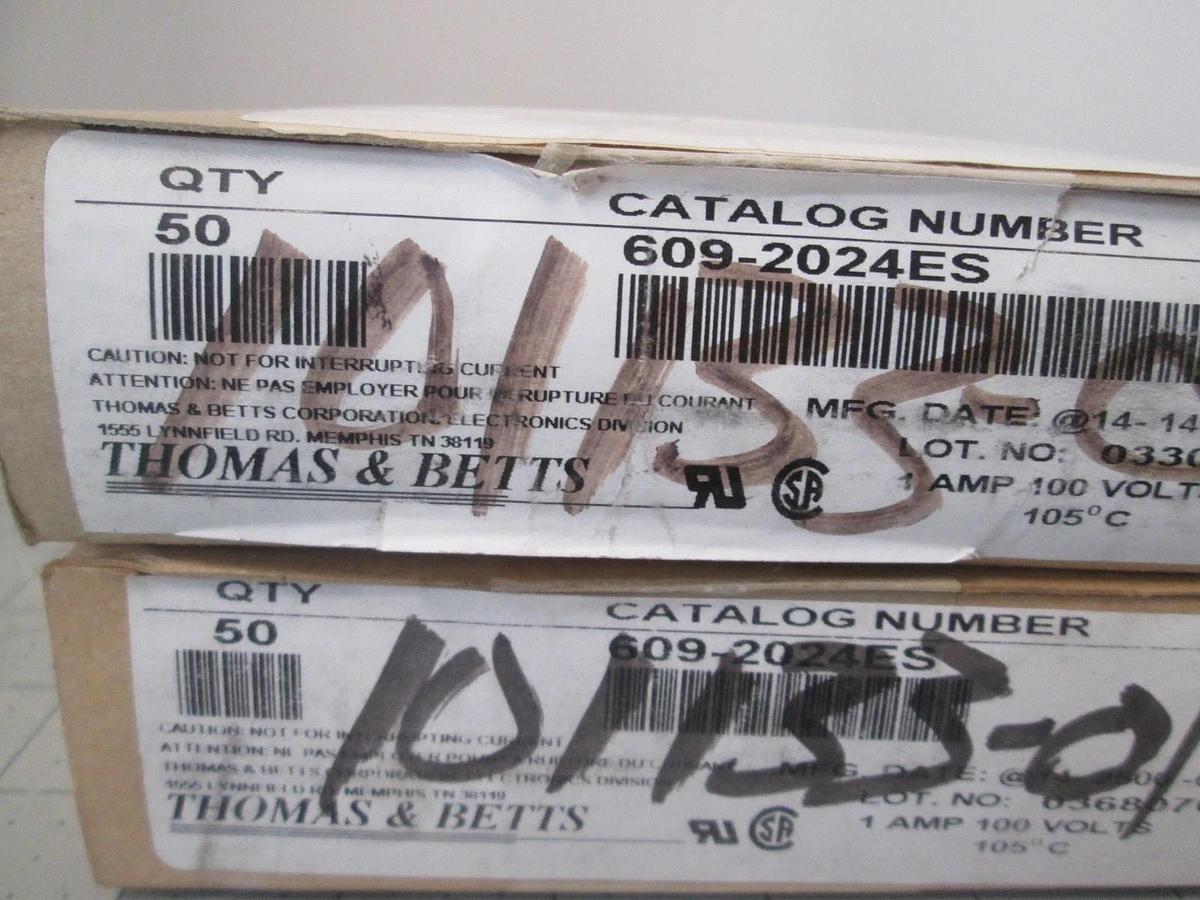Thomas Betts, 609-2024ES, 20 POS, Male, Header Connector, New, Lot of 100