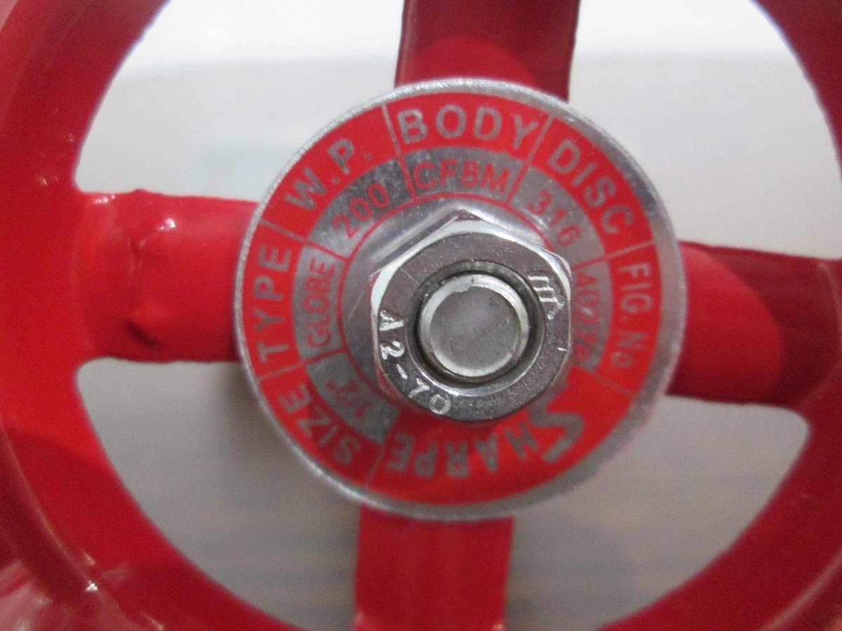 Used Sharpe, 40276, 200 CF8M, 1/2" Red Manual, Globe Valve, Used