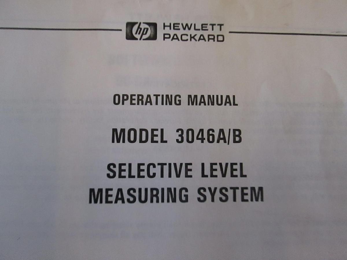 Used HP Model 3046A/B Selective Level Measuring System Operating Manual, Used