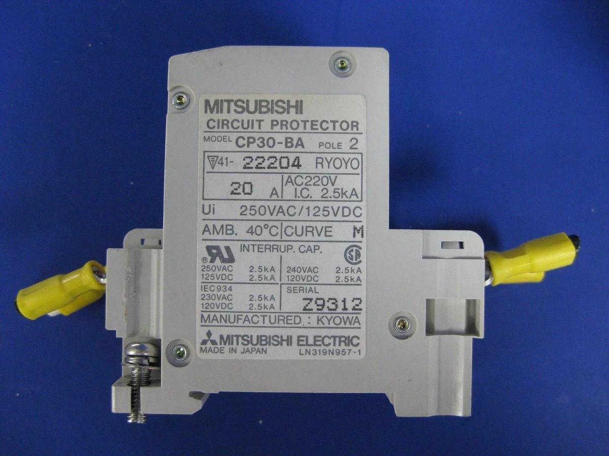 Used Mitsubishi Circuit Protector CP30-BA 20A, 220V, 2 Pole, Lot of 6 Used