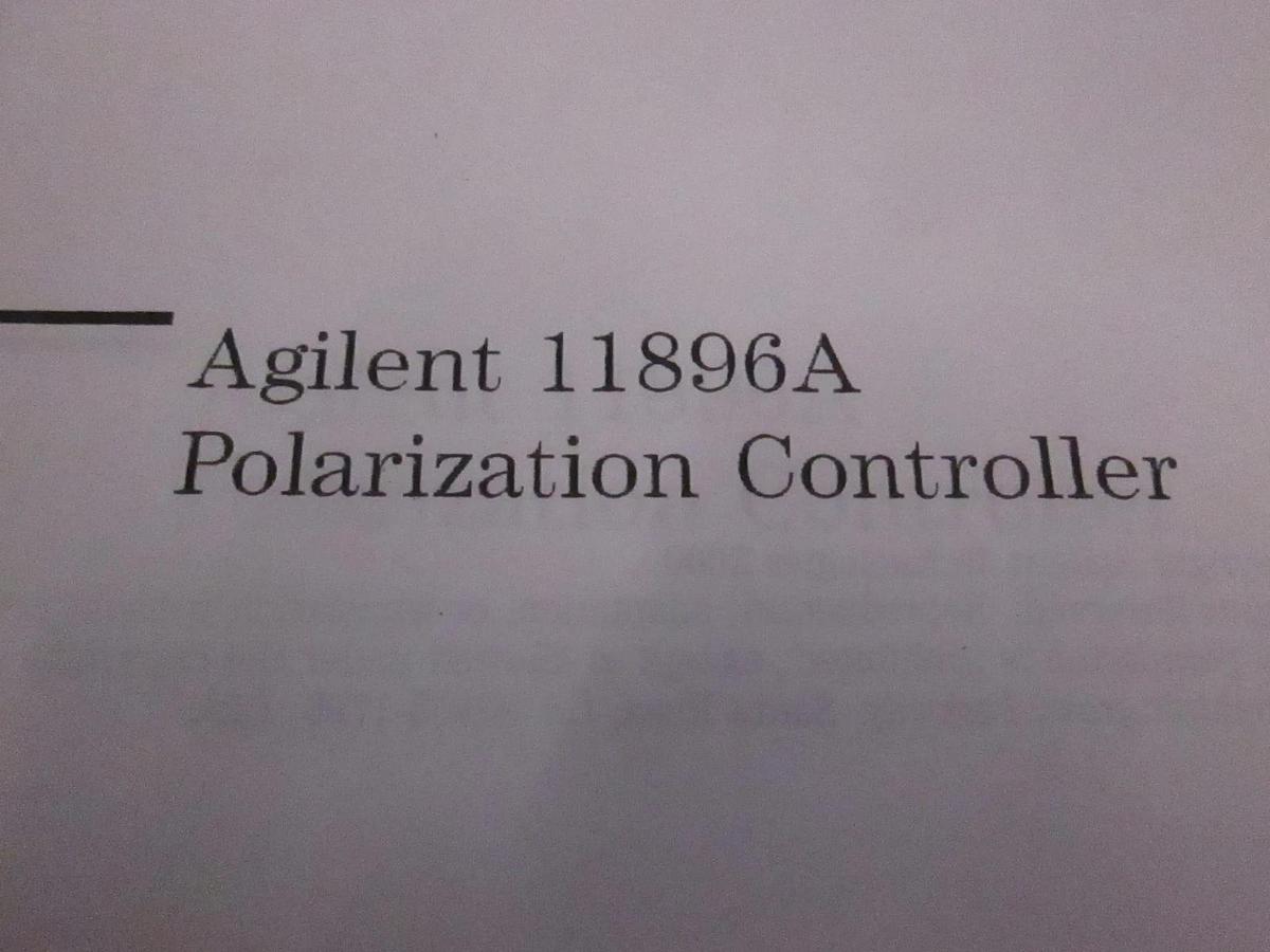 Used Agilent 11896A Polarization Controller Programming User's Guide, Used