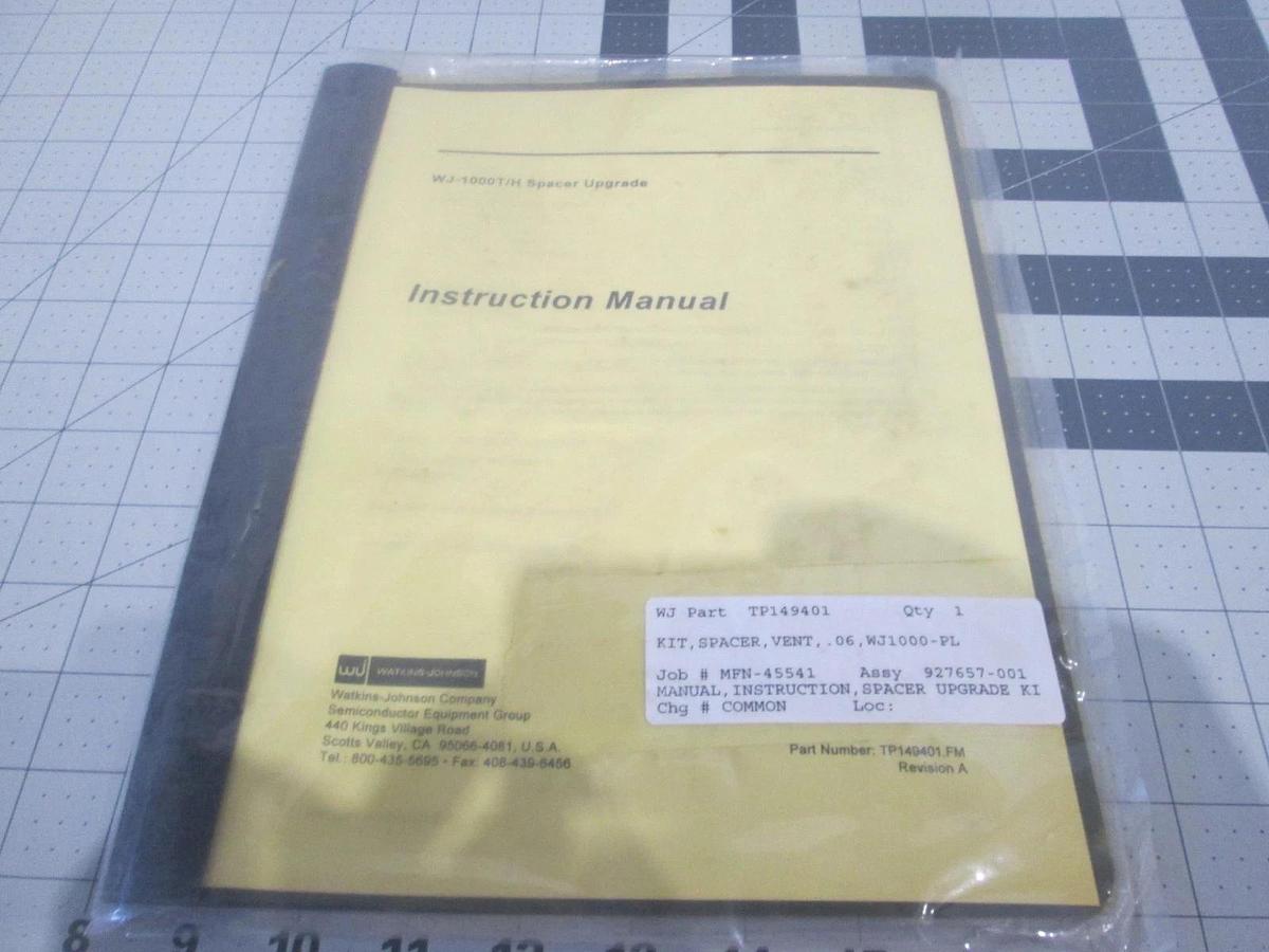 Watkins Johnson, 927657-001, WJ1000 APCVD Vent Spacer Kit, New