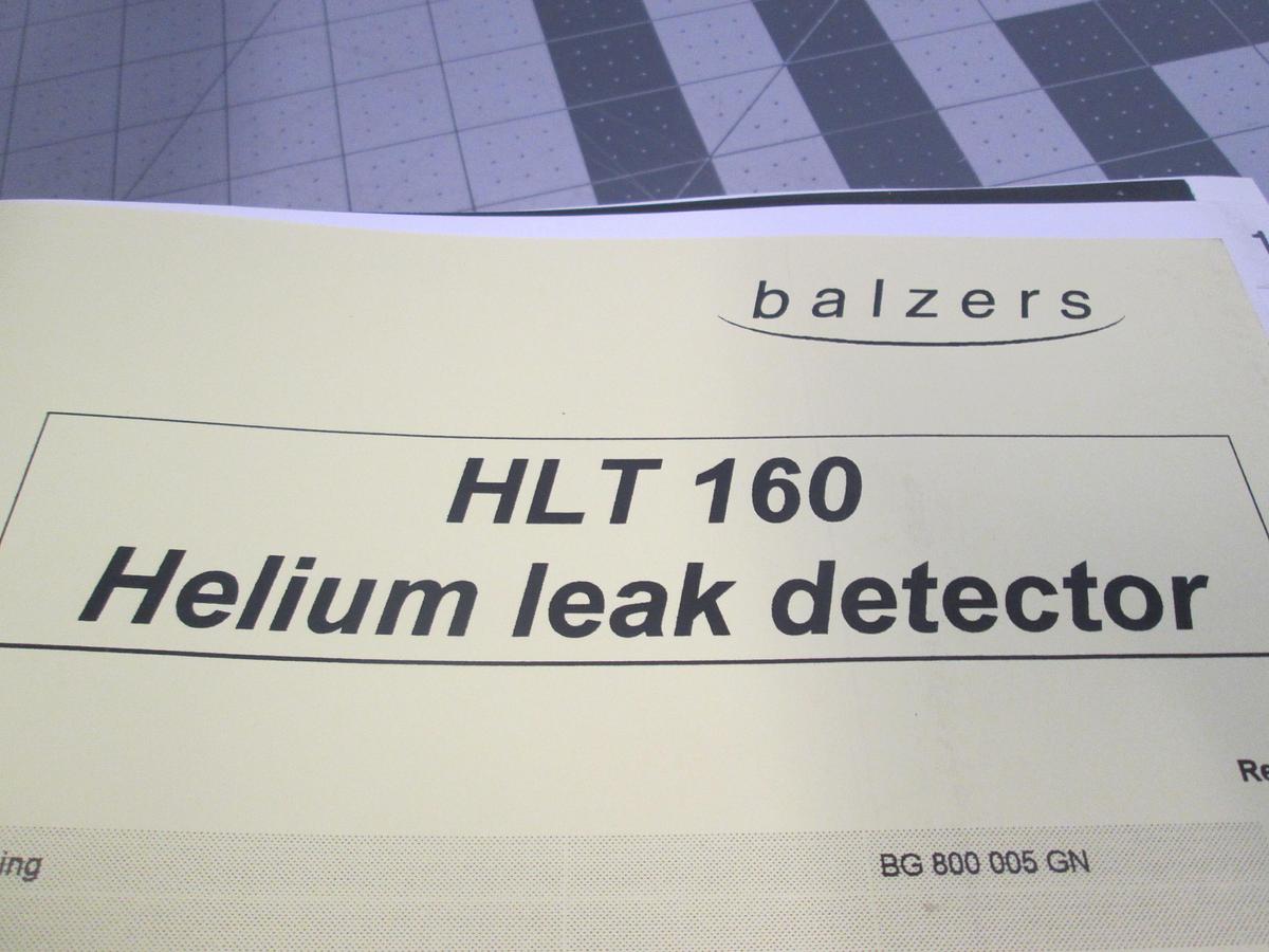 Used Balzers, HLT 160, Helium Leak Detector Manual, Used