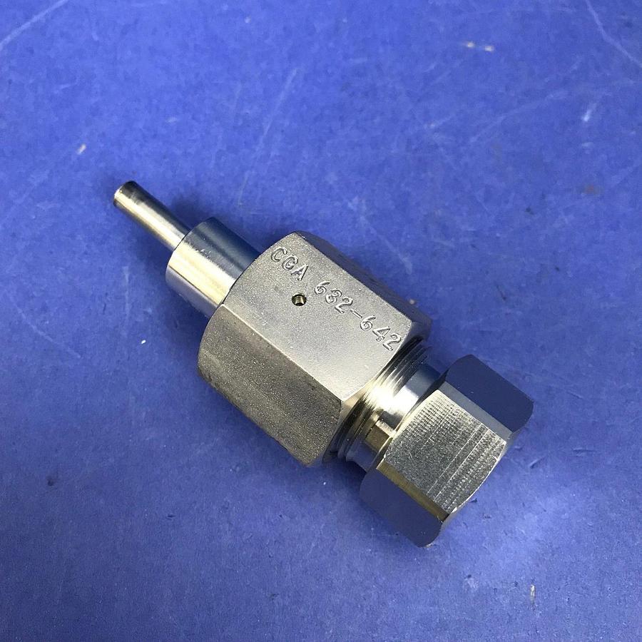 Used CGA 636 Cylinder Inlet Connection w/ CGA 632-642 Nut, Used
