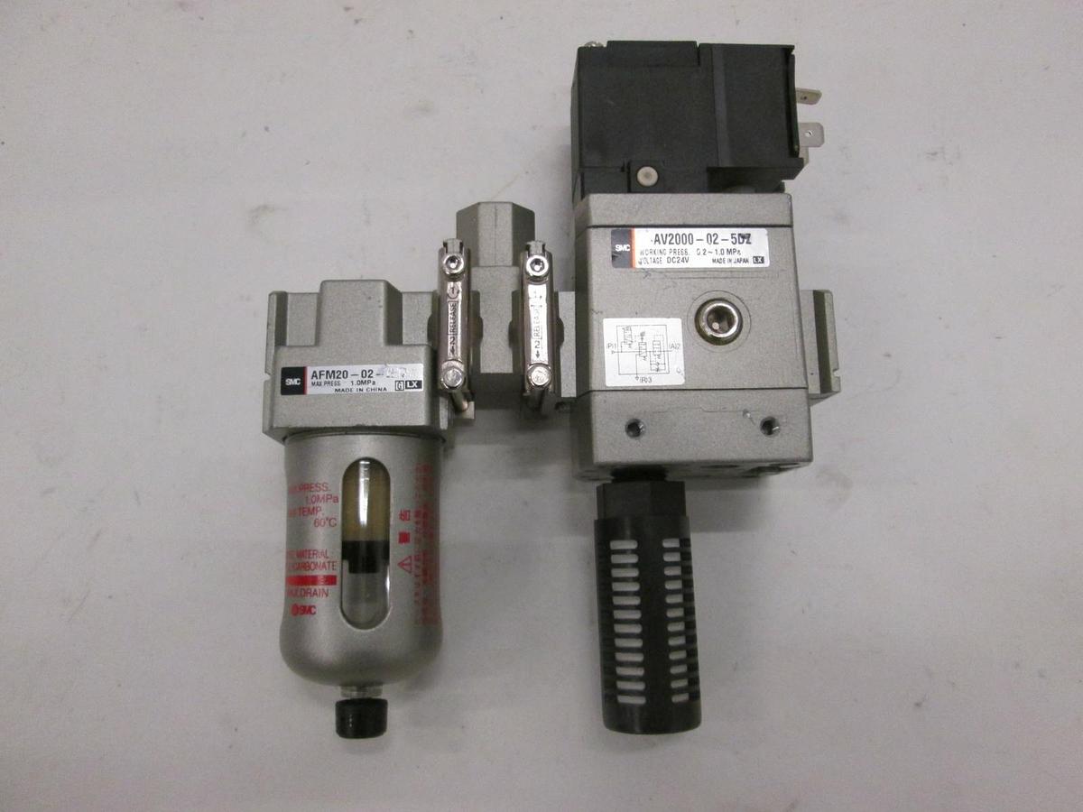 Used SMC, AV2000-02-5DZ, AFM20-02, Mist Separator and Valve Assy, Used