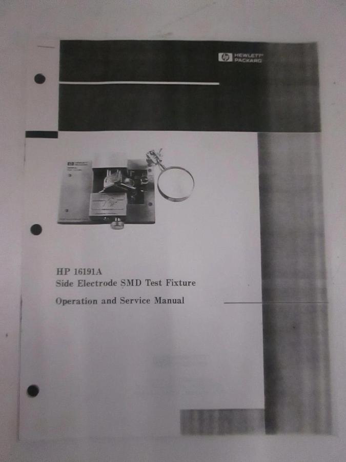 Used HP 16191A Side Electrode SMD Test Fixture Operation/ Service Manual, Used