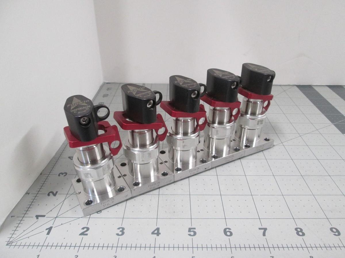 Used Fujikin, AN9N4000, 316L-P, Diaphragm Manual Valve, Used, Lot of 5