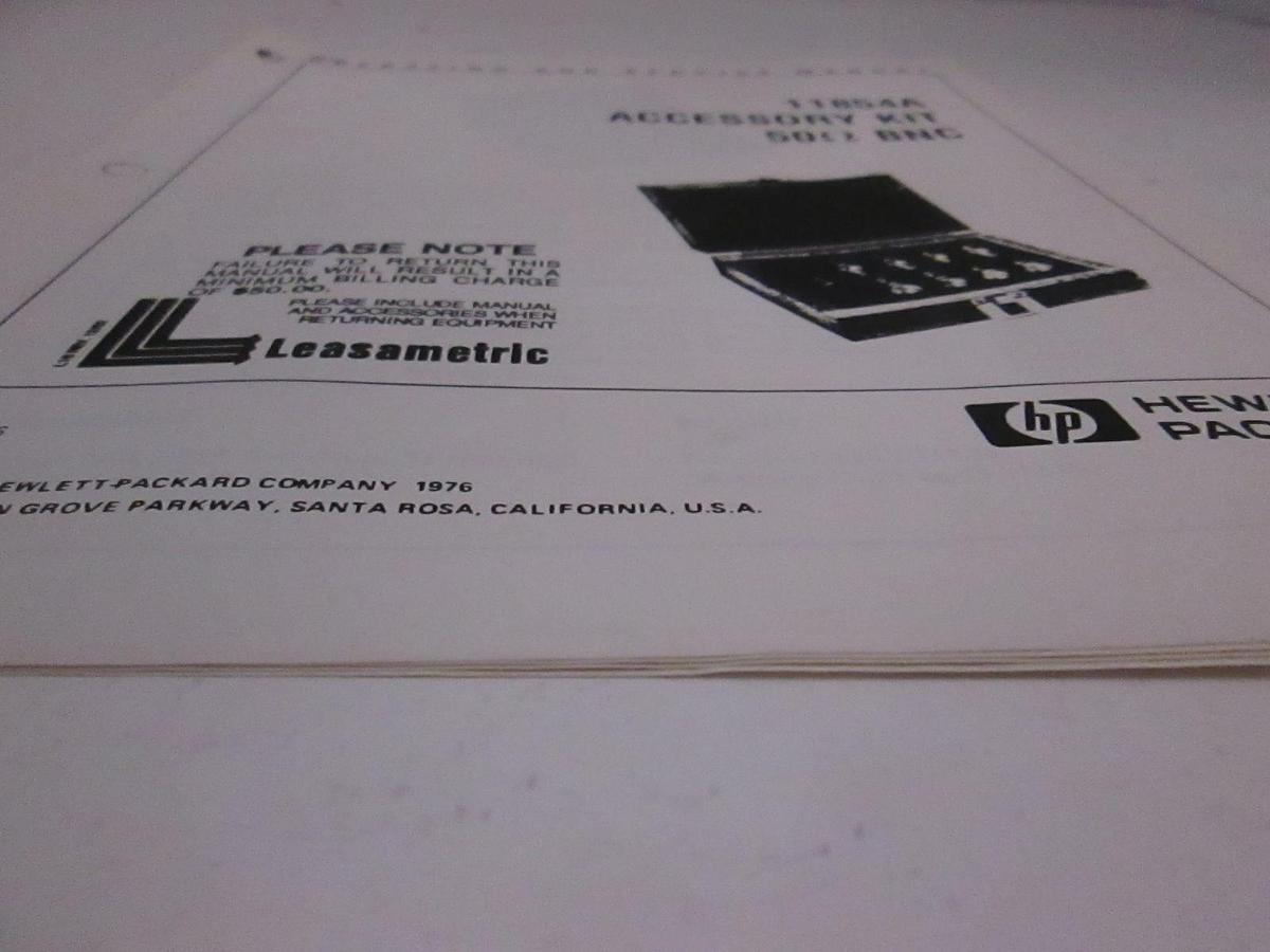 Used HP 11854A Accessory Kit, Operating and Service Manual, Used