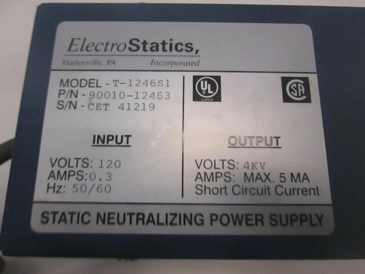 Used ElectroStatics, T-1246S1, Static Neutralizing Power Supply, Used
