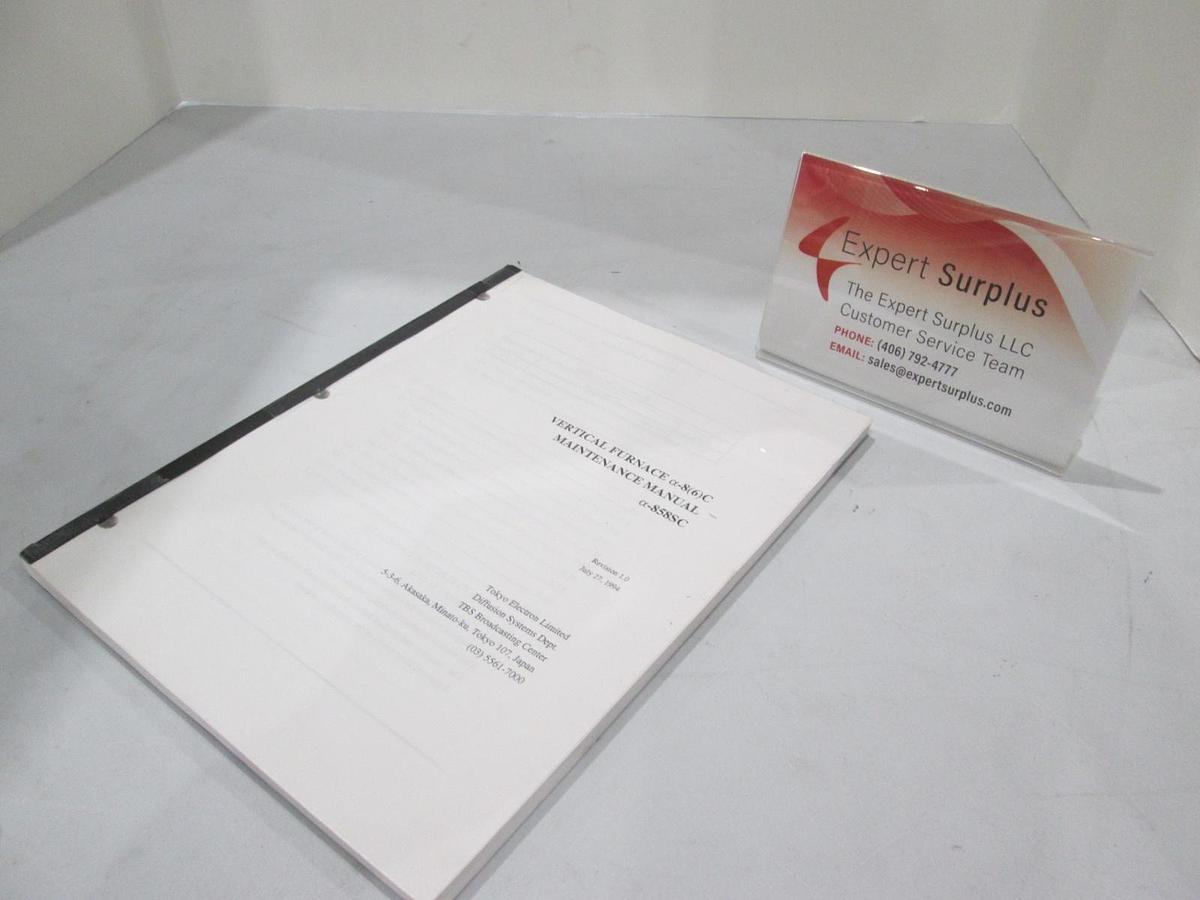 Used TEL Tokyo, a-858SC, Vertical Furnace Maintenance Manual, Used