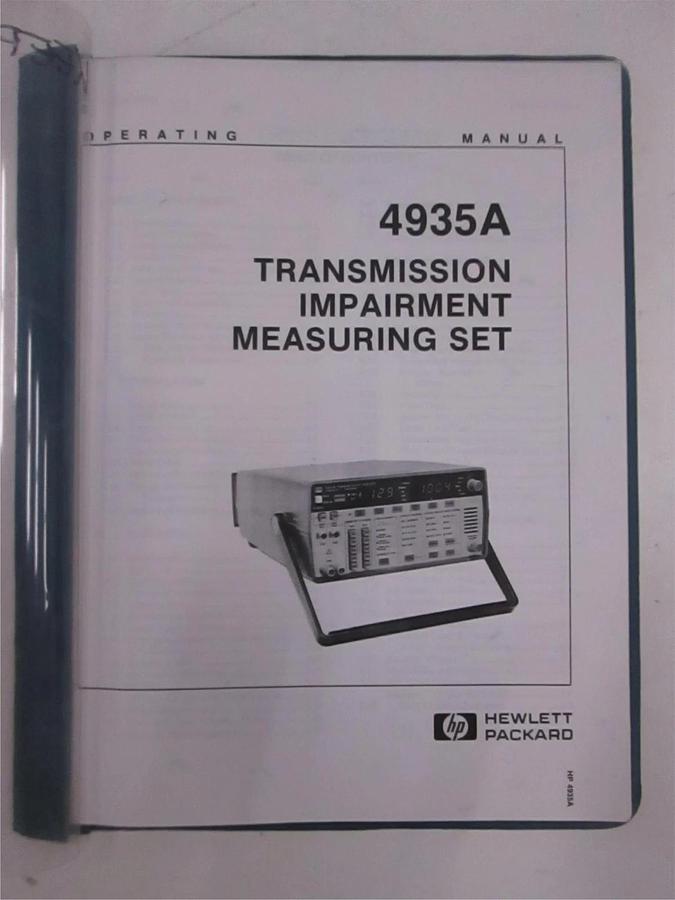 Used HP 4935A Transmission Impairment Measuring Set Operating Manual, Used