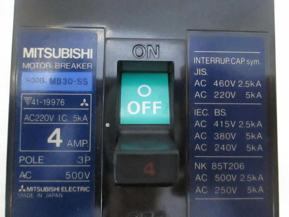 Mitsubishi Motor Breaker, MB30-SS, 4 Amp, 3 Pole, New