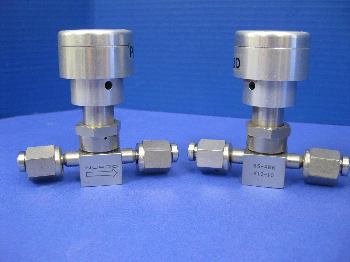 Used Nupro Pneumatic Valve SS-4BK-V13-10, 1/4" FVCR, LOT of 2 Used