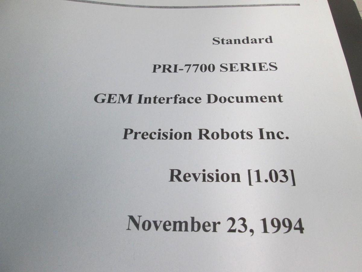 Used PRI Automation, PRI-7700 GEM Interface Document REV 1.03, Used