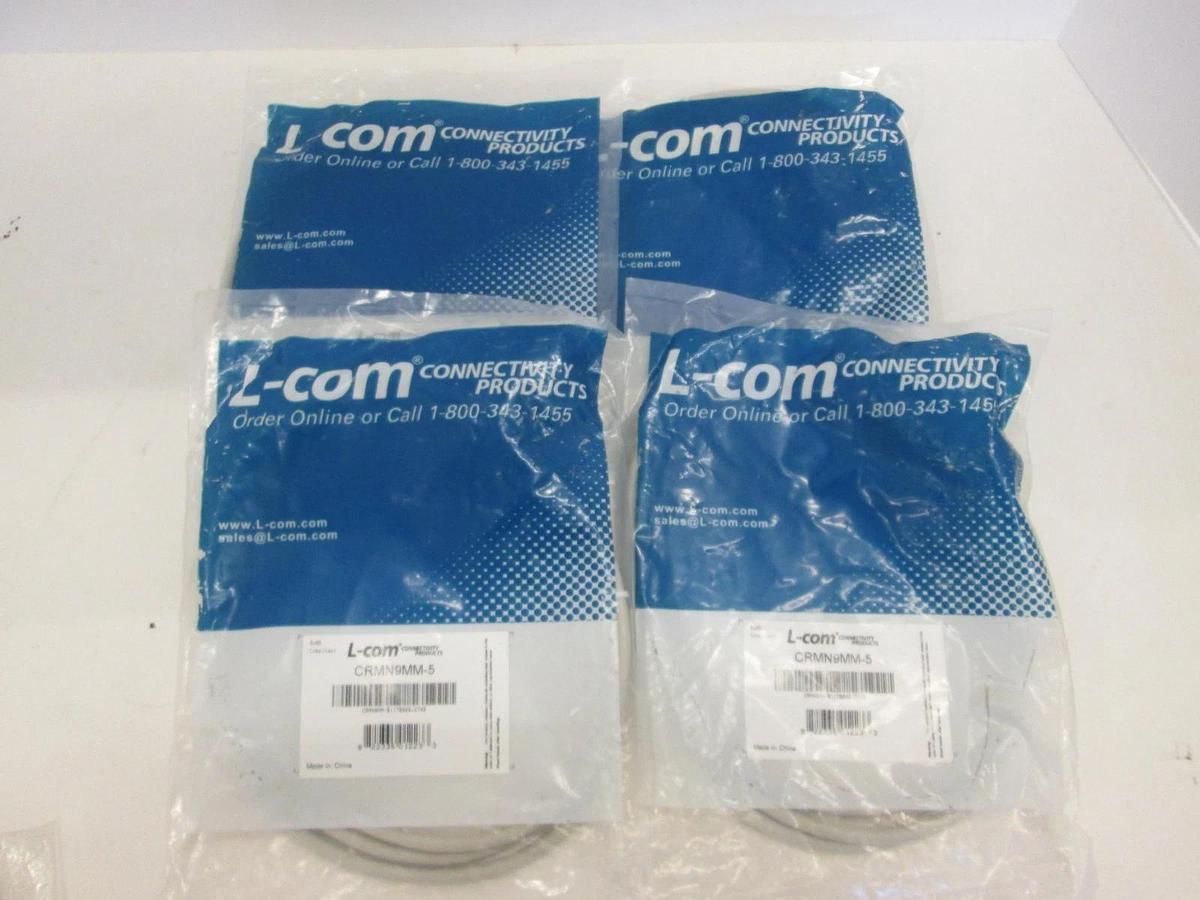 L-Com, CRMN9MM-5, Economy Molded D-Sub Cable, New, Lot of 4