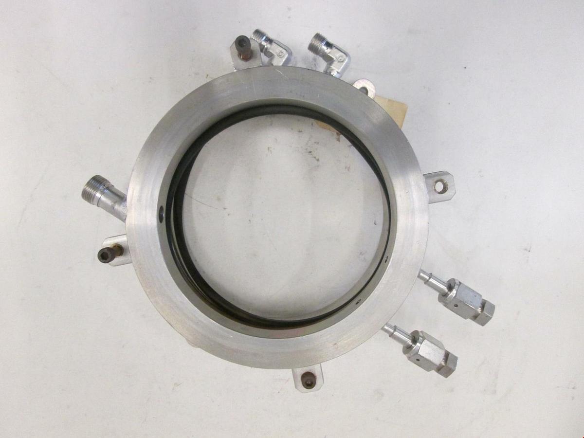 Used End Cap, 150/156 Front LPCVD Furnace Flange, water cooled, 1/4 vco gas in Used