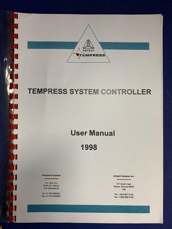 Used Tempress System Controller User Manual 1998, Used