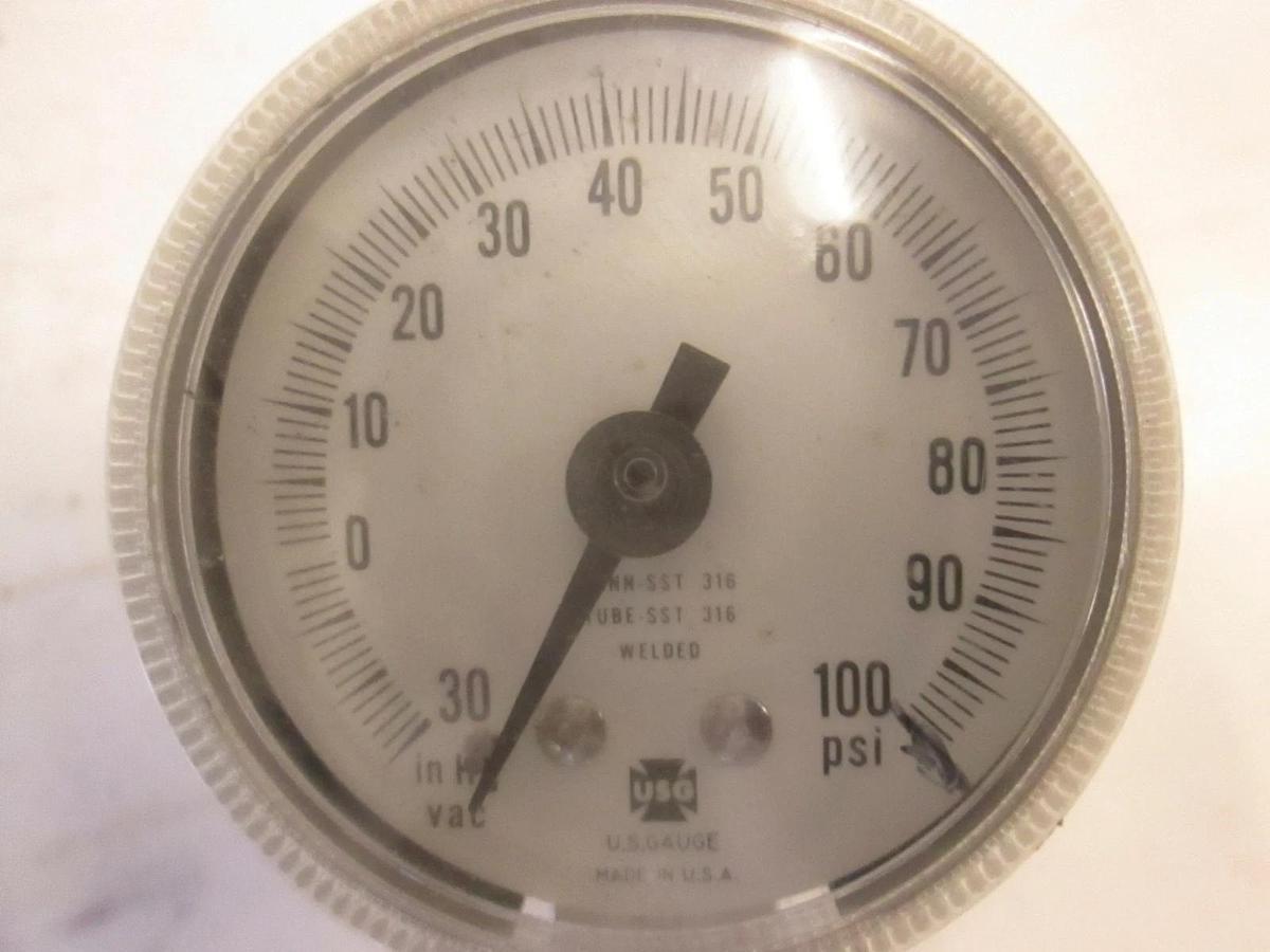 Used Tescom Stainless Steel Regulator, 44-3262 w/ 30-0-100 PSI Gauge, Used