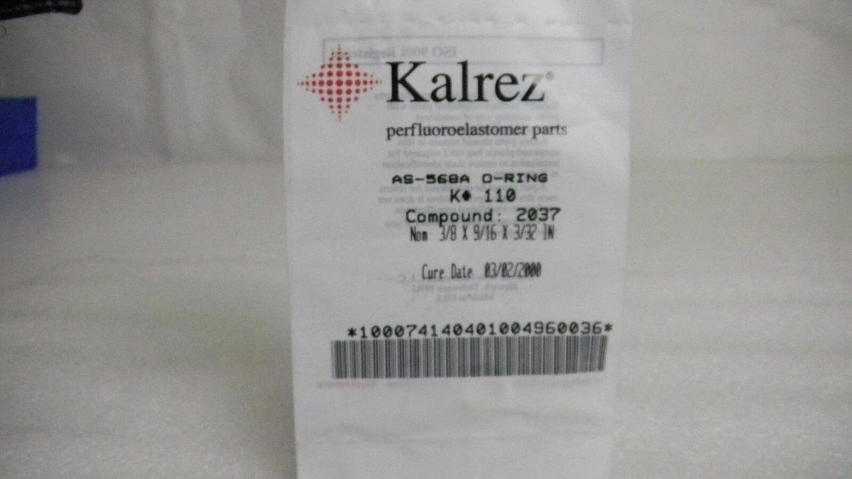 Used Kalrez, White O-Ring, AS-568A, K#110, Compound-2037, 3/8 x 9/16 x 3/32 in, NIP
