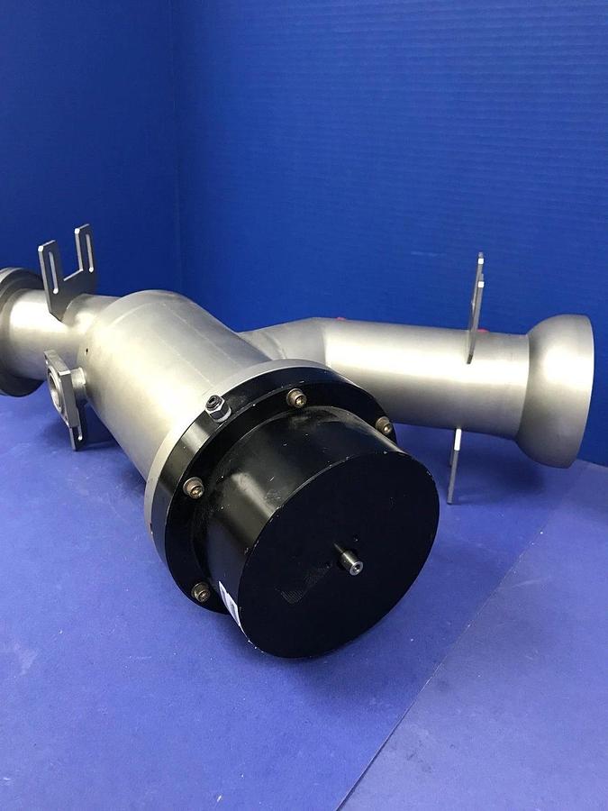 Used MKS HPS 100996194 2-Stage In-Line Vacuum Valve, 3" ISO80 & 102/75 Ball Socket