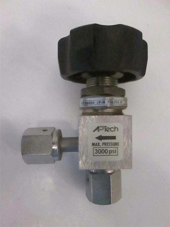 Used Aptech AP3600S 2PWB High Purity Valve 1/4" FVCR, Bottom Port, Used