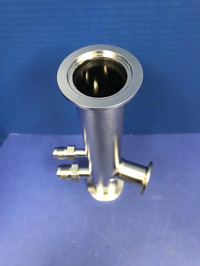 Stainless Steel Vacuum Fitting: NW40 Full Nipple, 9"L with 3 Ports