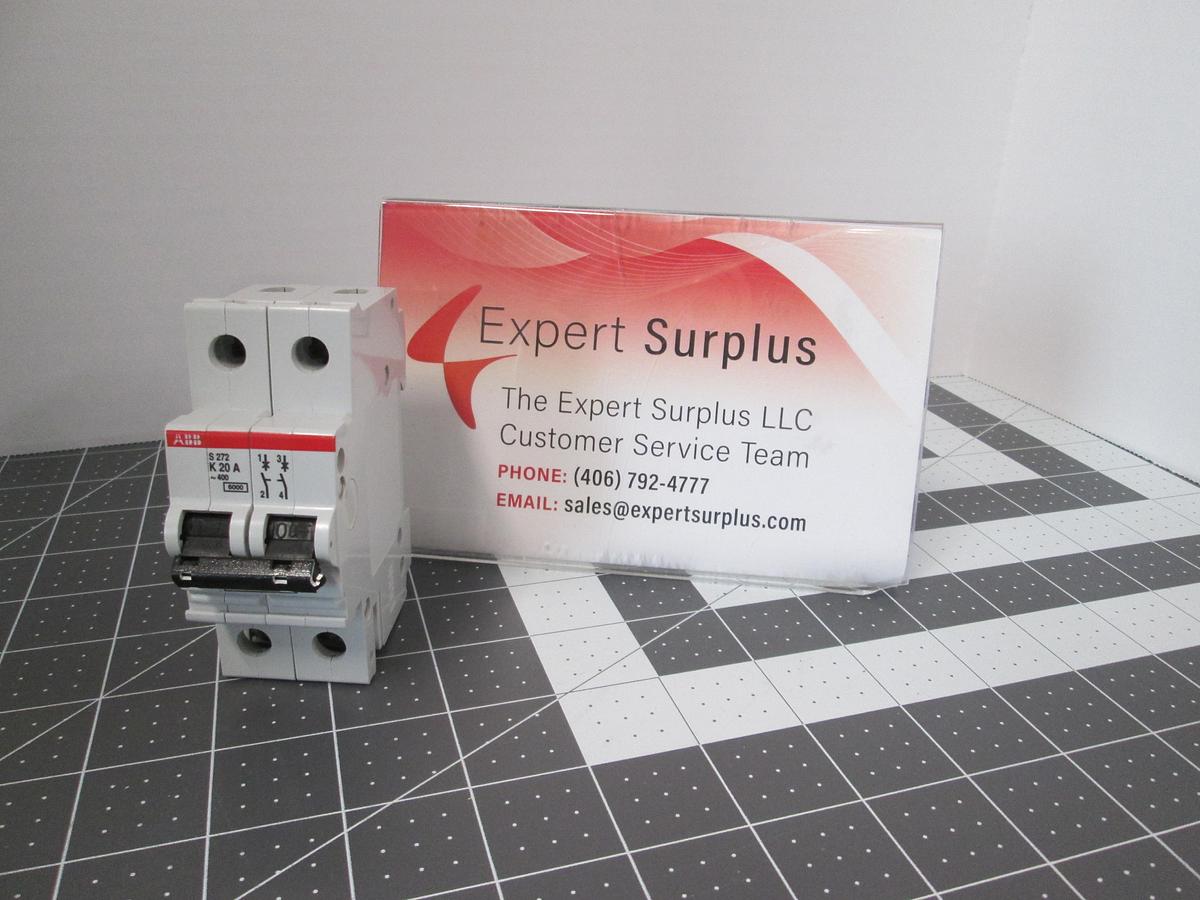 Used ABB, S272-K20A, 20A 2Pole 277/480VAC K Curve Circuit Breaker DIN Rail