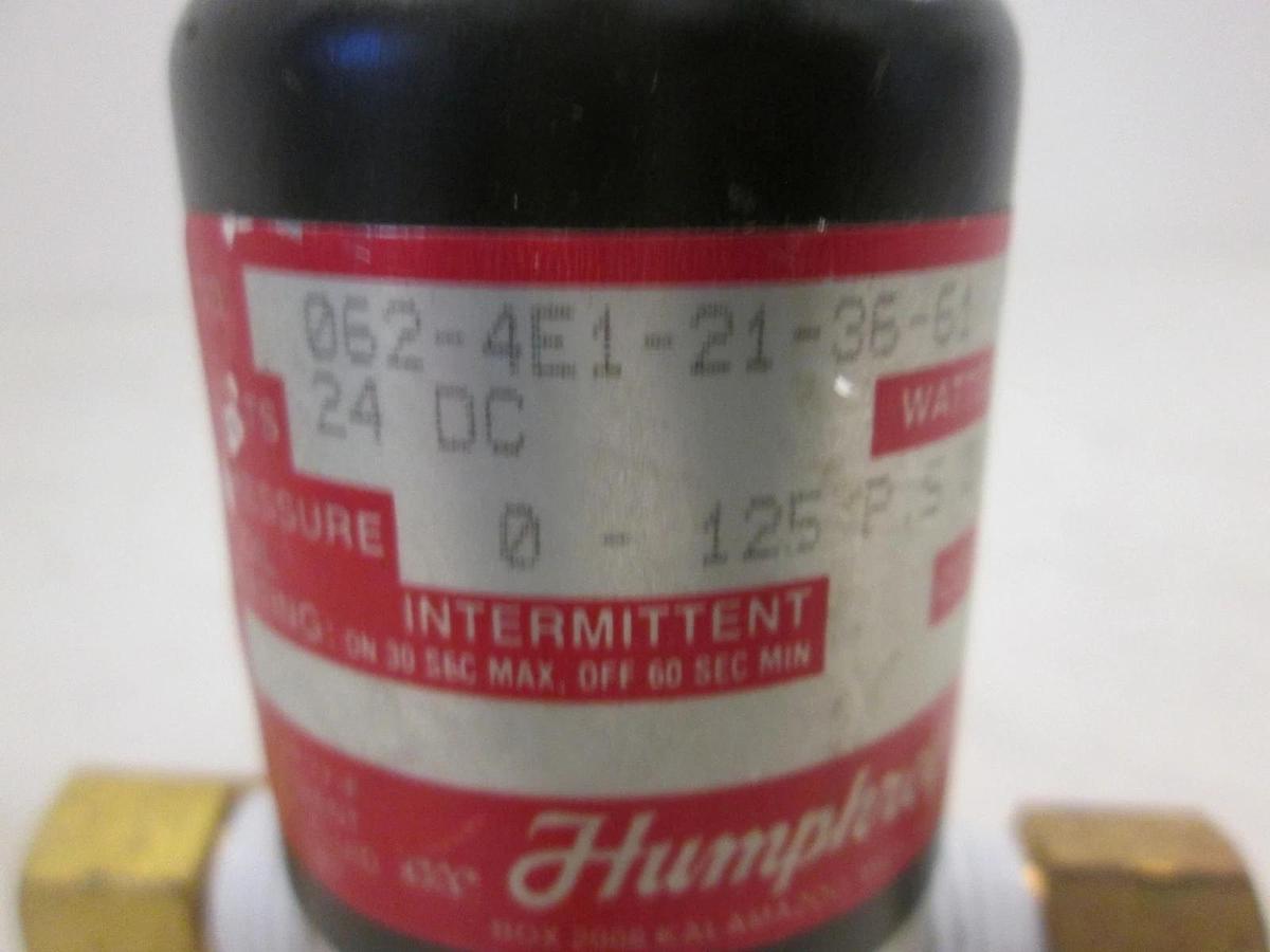 Used Humphrey, 3 Way Air Valve, 062-4E1-21-36-61, 24DC, 0-125PSI, Used