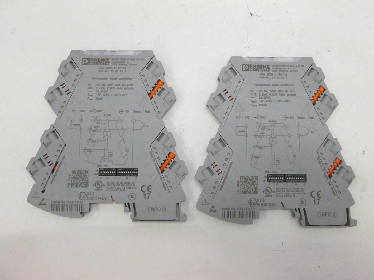 Used Phoenix Contact, Thermocouple Signal Conditioner, MCR-2-TC-UI, Used, Lot of 2