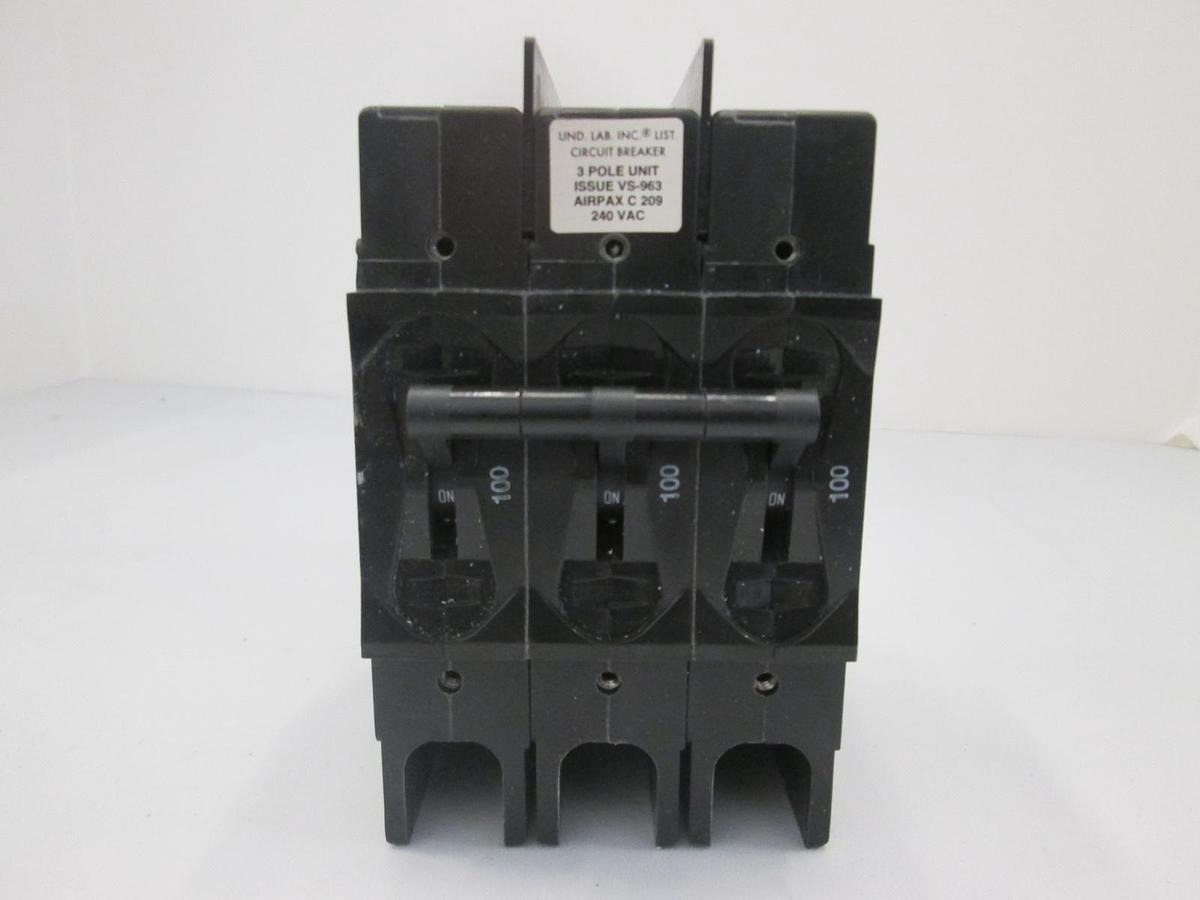 Used Airpax, LR26229-209-3, Circuit Breaker, 3 Pole, 100A, Used