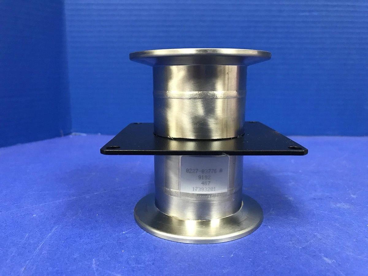 Used Stainless Steel Vacuum Fitting: NW50 Full Nipple w/ Mounting Bracket