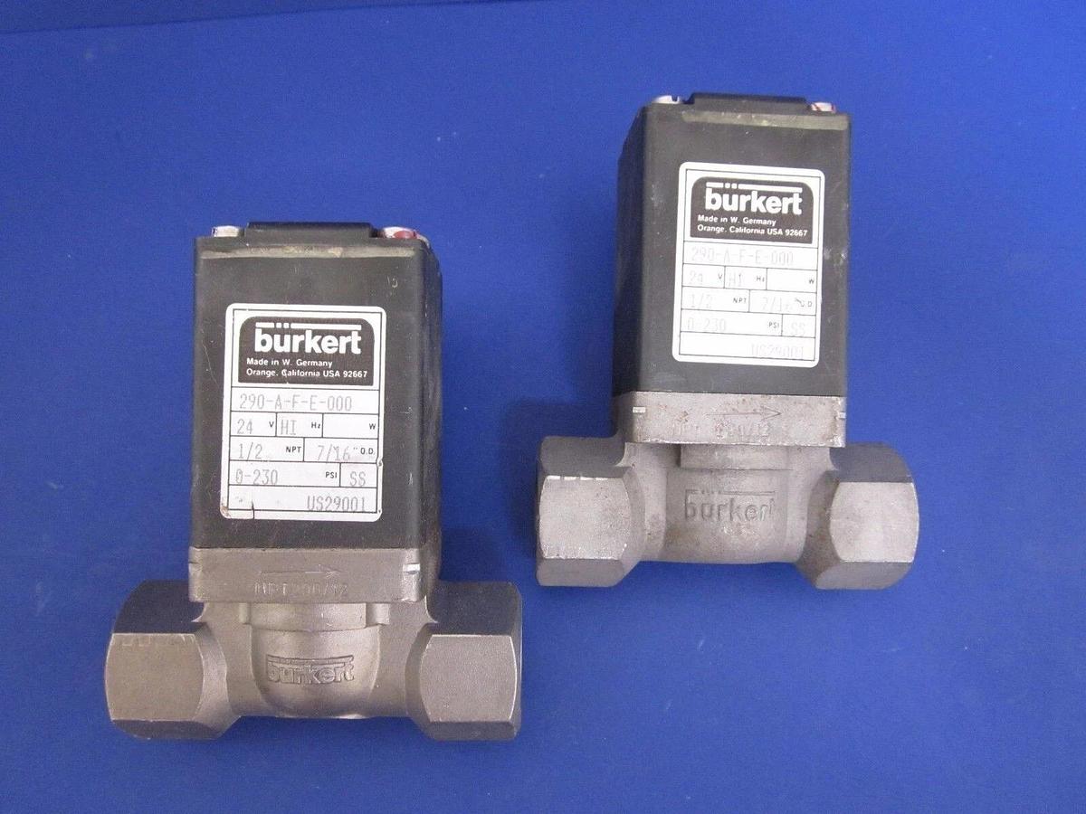 Burkert 452 241 G General Purpose Valve 2/2 Way, 290-A-F-E-000, Used, Lot of 2