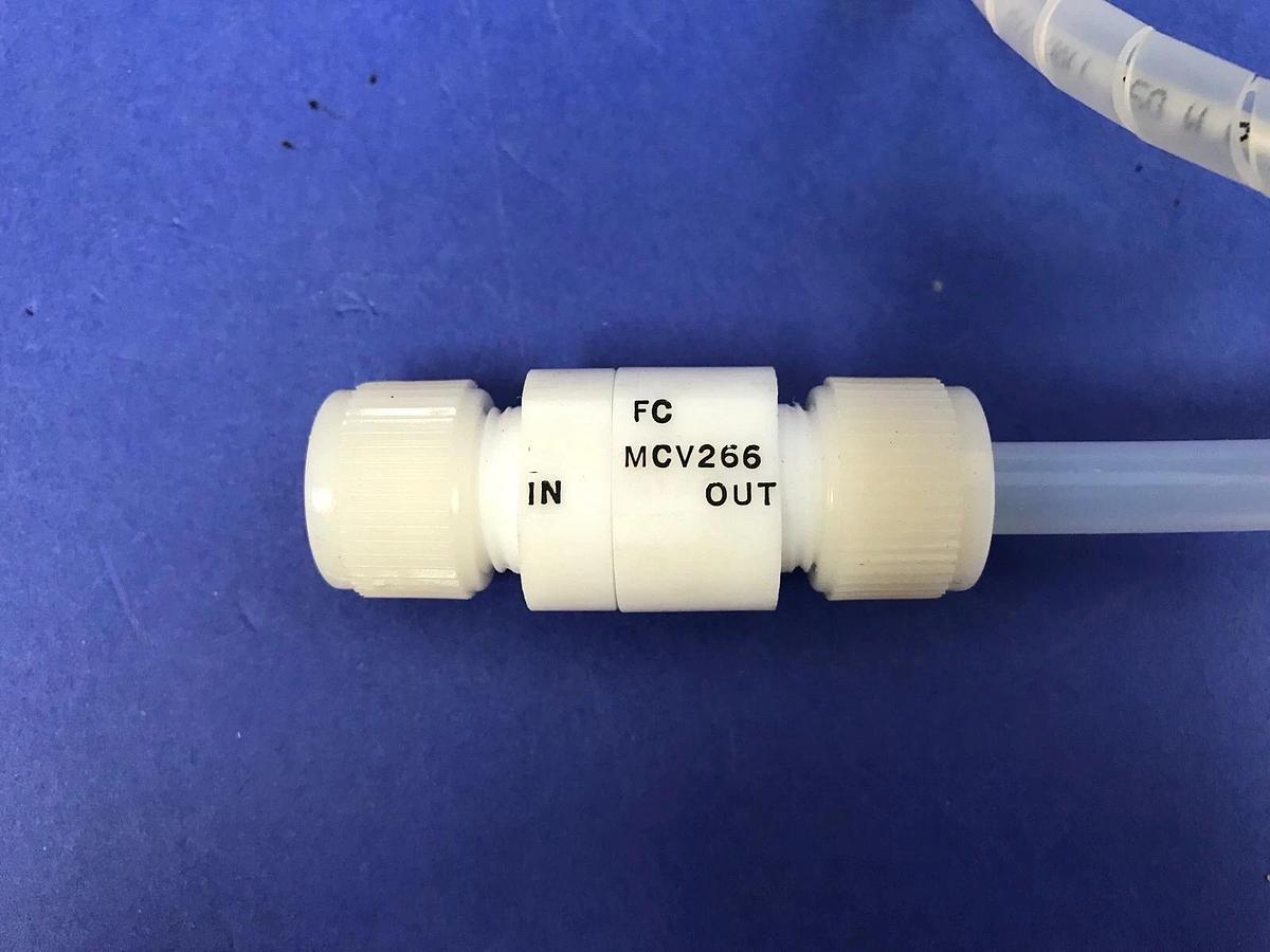 Used Fluorocarbon NV2-224 High Purity N.C. Pneumatic Valve, w/ Teflon Fittings