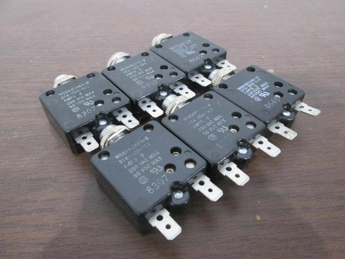 Used Potter & Brumfield, W58XB1A4A-3, 3A, Thermal Circuit Breaker, Used, Lot of 6