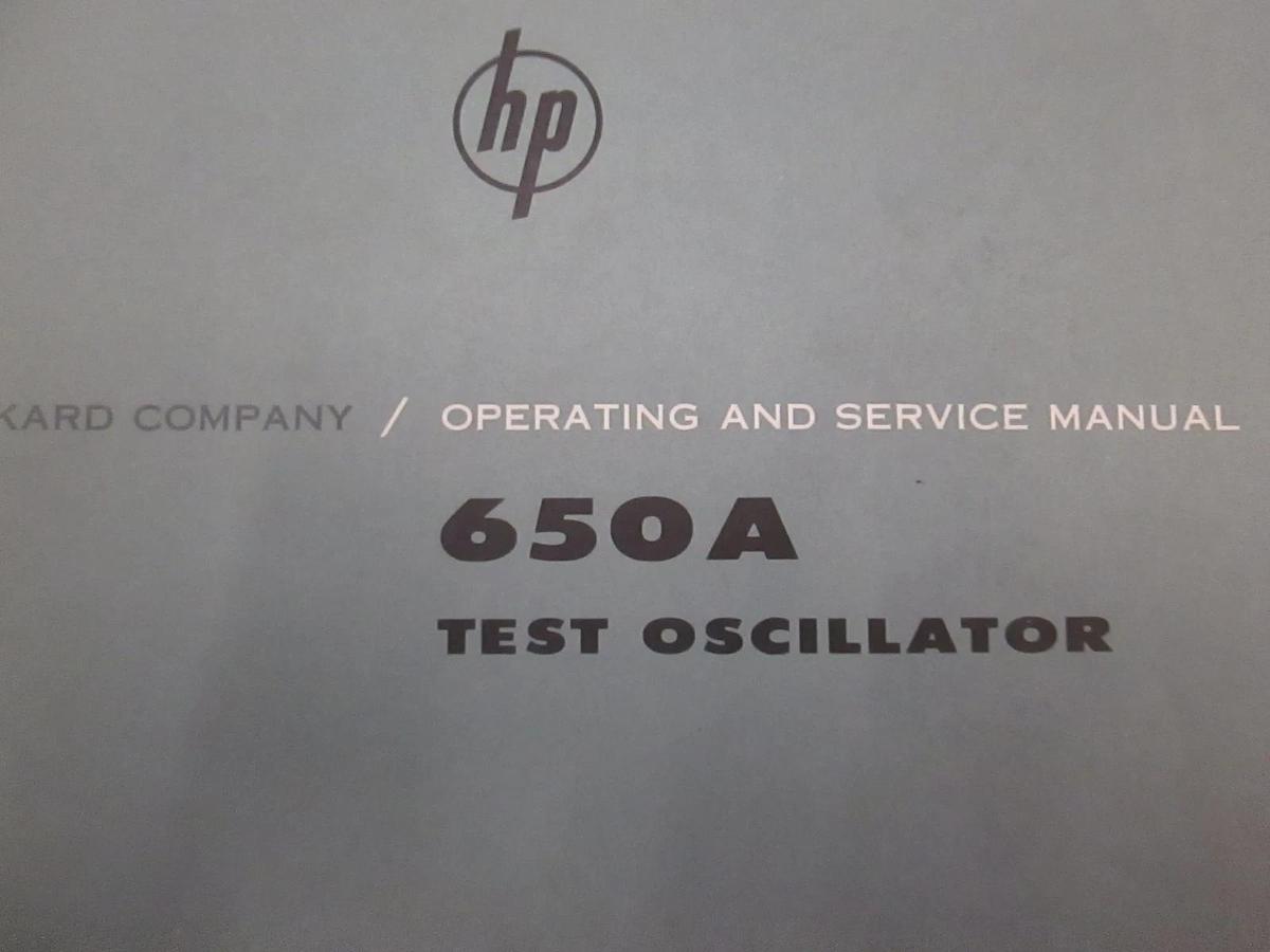 Used HP 650A Test Oscillator Operating and Service Manual, Used