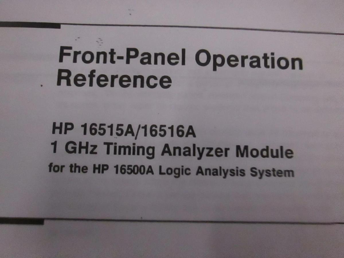 Used HP 16515A/ 16516A 1GHz Timing Analyzer Module Front Panel Reference, Used