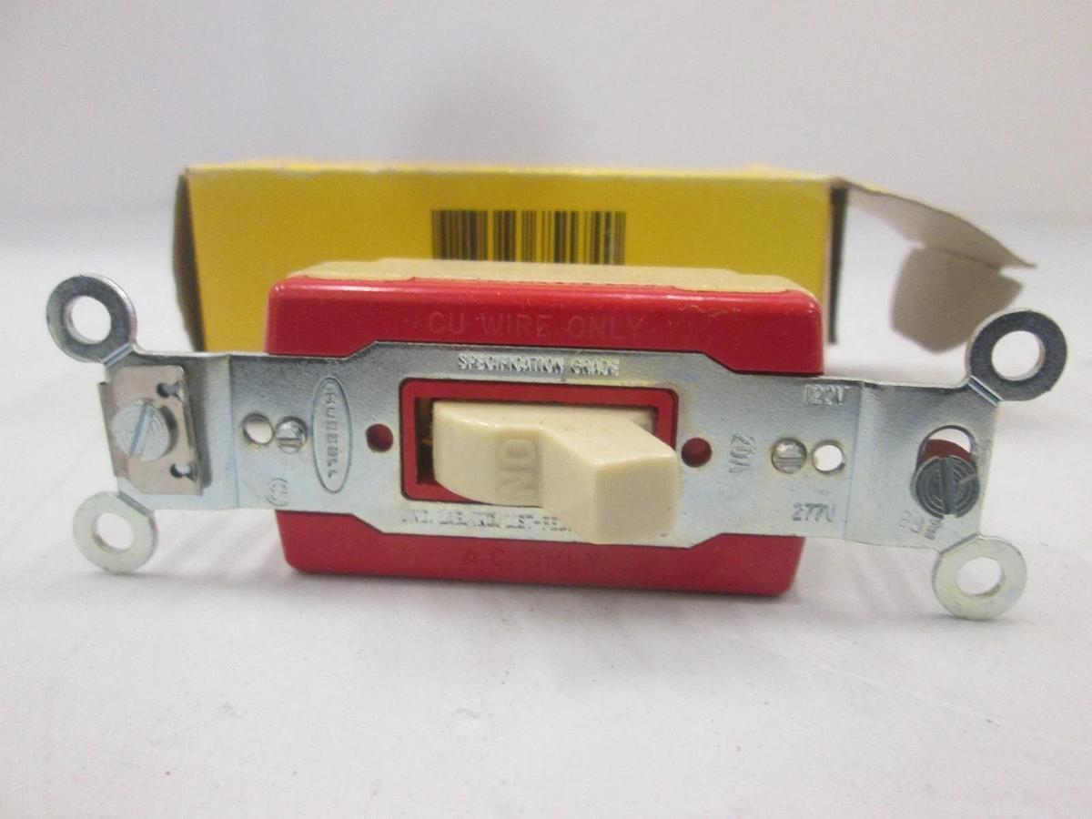 Used Hubbell, 1221-I, A.C. Toggle Switch, Single Pole, 20A, New