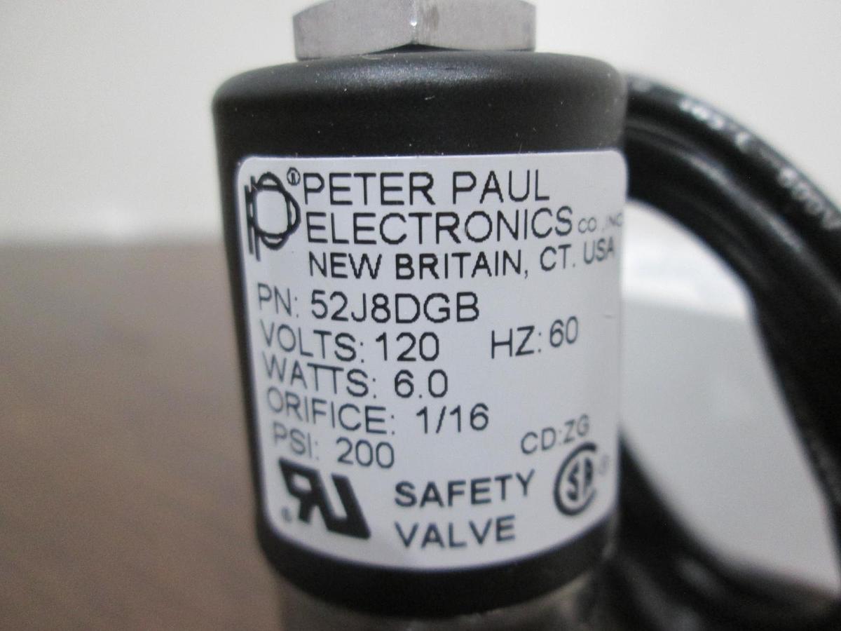Peter Paul, 52J8DGB, 2-Way Solenoid Valve, 120V, 60Hz, 6W, New
