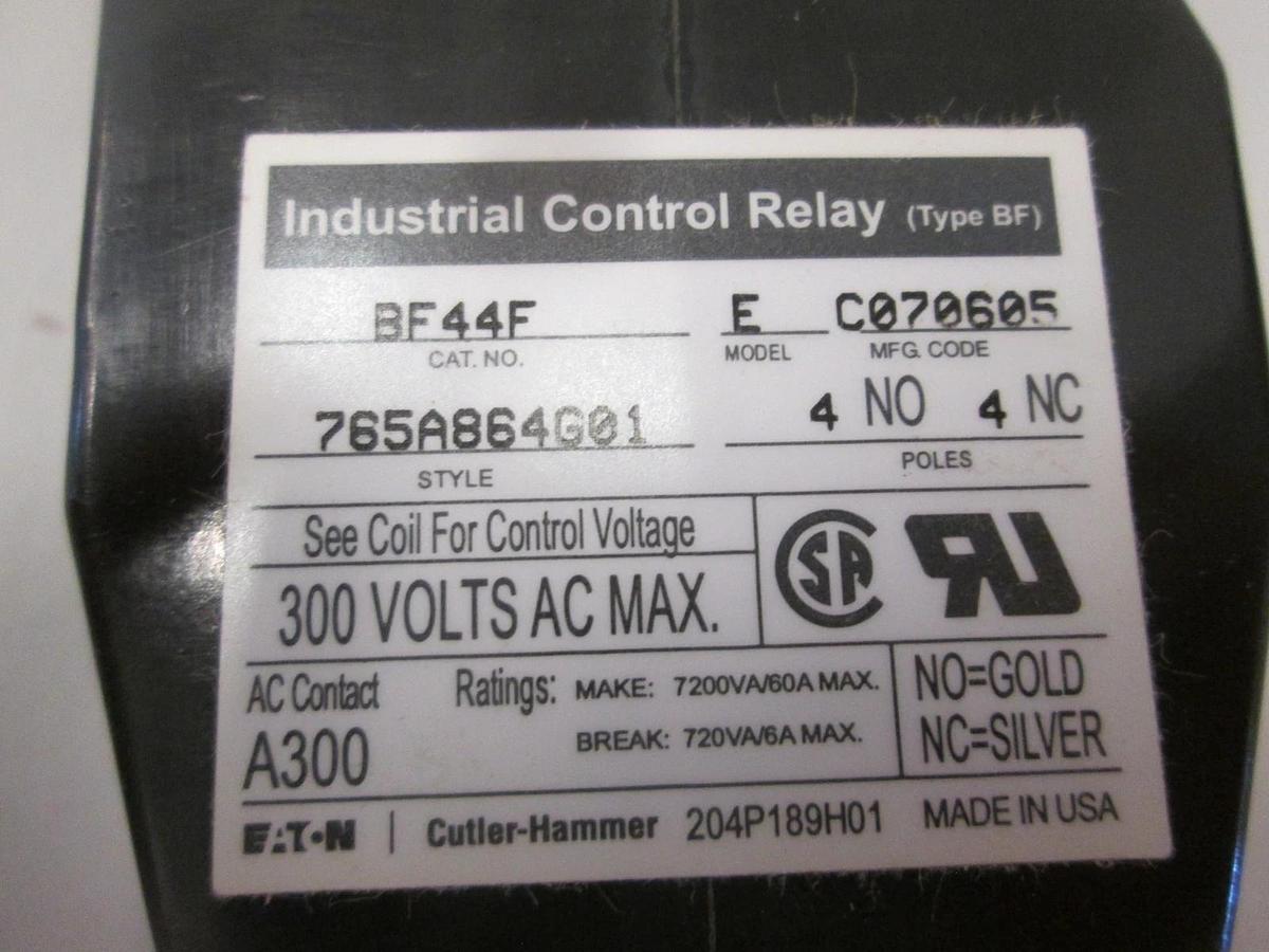 Used Cutler-Hammer, BF44F, Contactor, 4 Pole, 10A, New