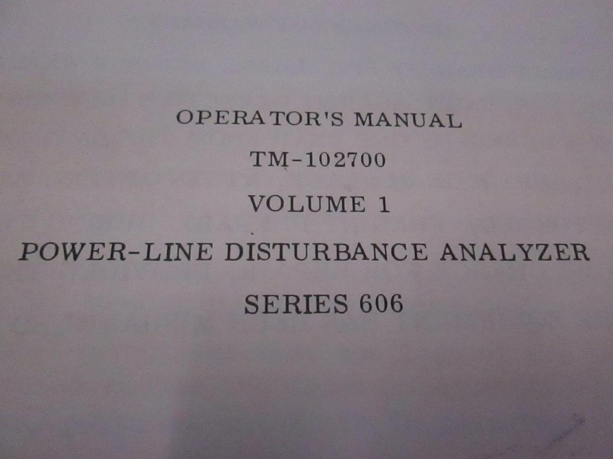 Used Dranetz TM-102700 Volume 1 Power-LineDisturbance Analyzer Operators Manual, Used