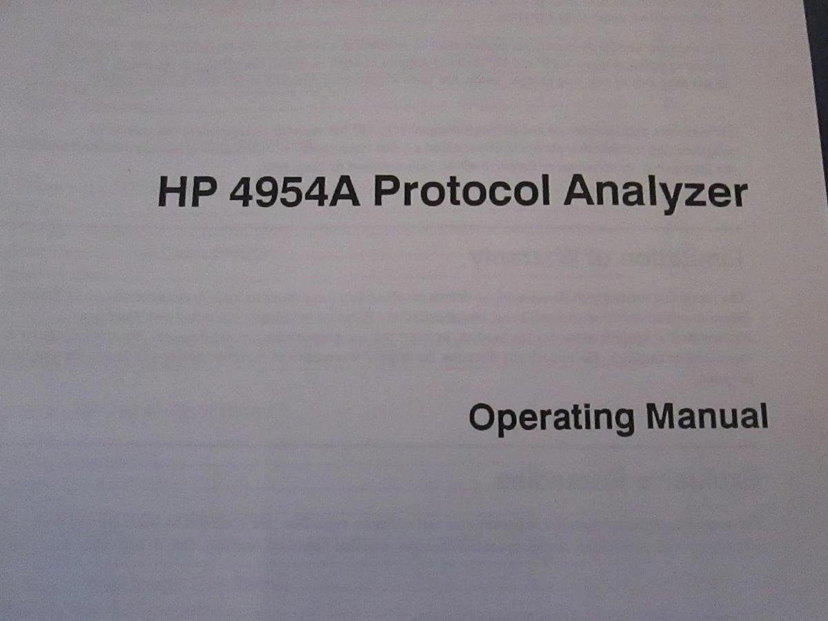 Used HP 4954A Protocol Analyzer Operating Manual, Used